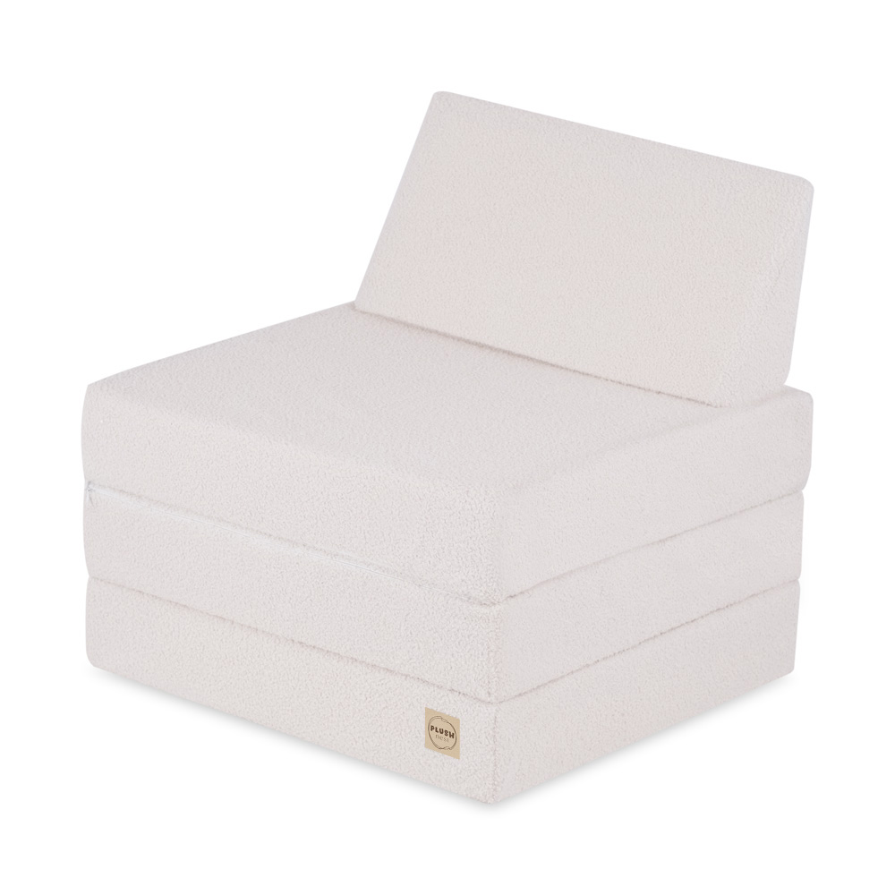 PLUSH NEST Large mattress with Foldie headrest, cream lambskin
